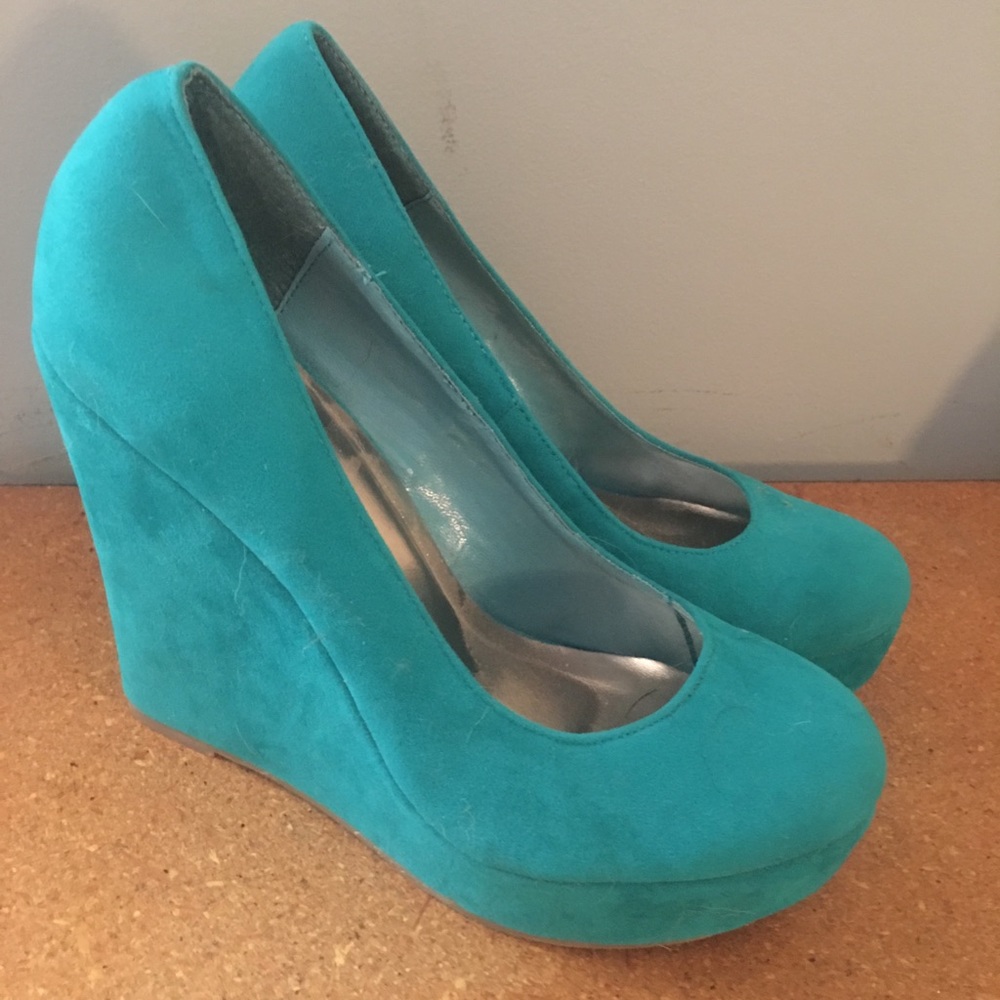 Teal shoewhatever heels/wedges